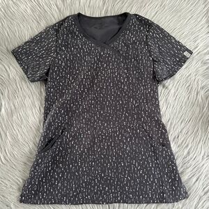 Cherokee Infinity Scrub Top Womens Size XS Gray Short‎ Sleeve Work Shirt